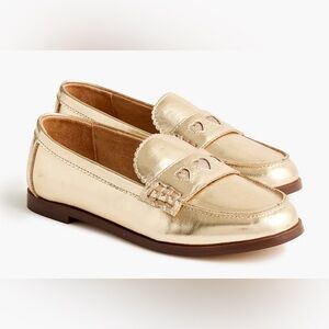 J.Crew Girls' gold heart loafers